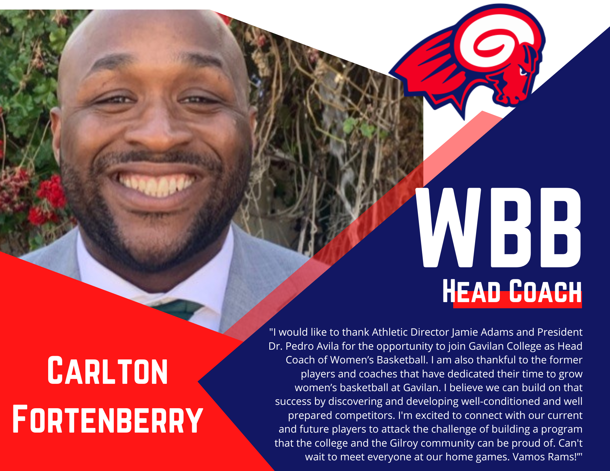 Fortenberry to Take Lead for Gavilan Women's Basketball